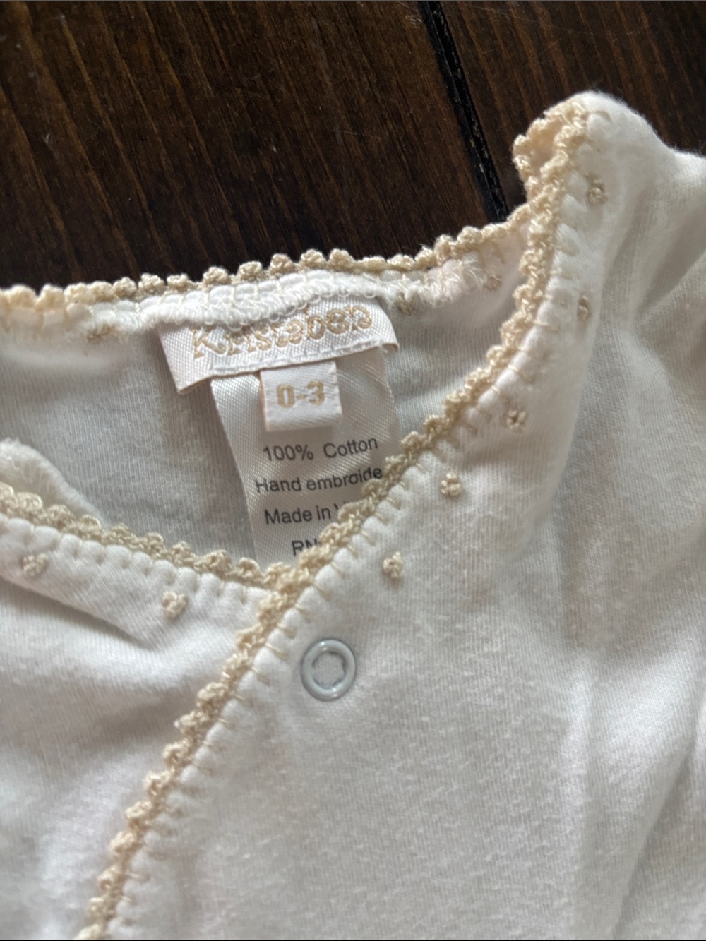 Kissy Kissy Cream and White Infant Sleep Sack with Snap Front - Picture 2 of 3